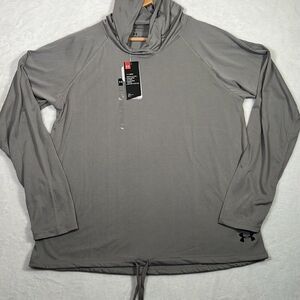 Under Armour Women's gray‎ Heatgear Velocity Twist Hoodie- women large-NWT